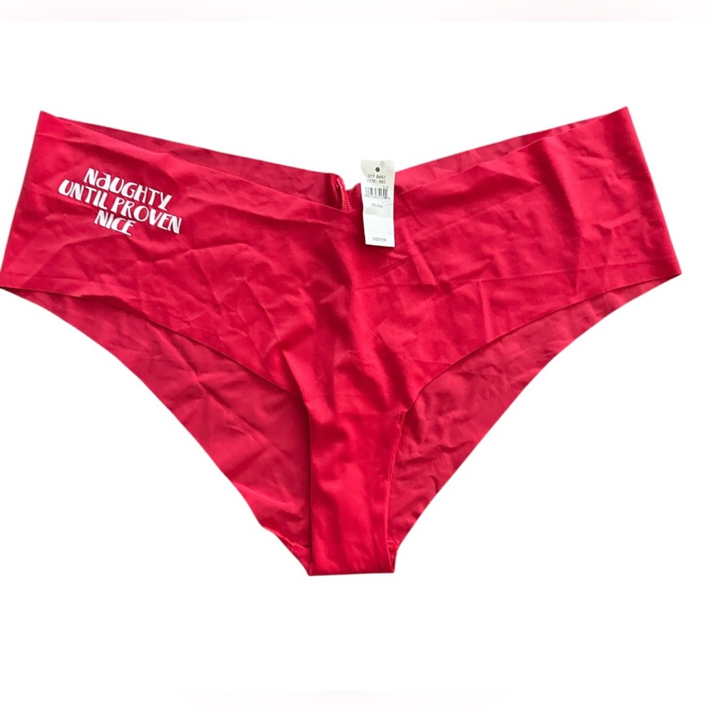 2 pairs NWT AERIE Cheeky Pantie/Underwear Red NAUGHTY UNTIL PROVEN NICE